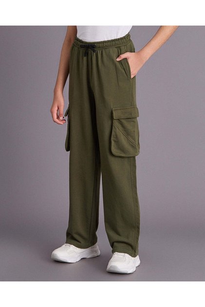 Boys Olive Baggy Cargo Active Pants