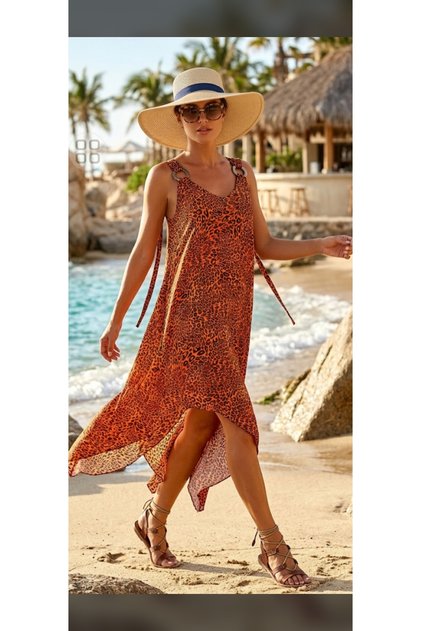 Neon Color Leopard Print Asymmetric Dress