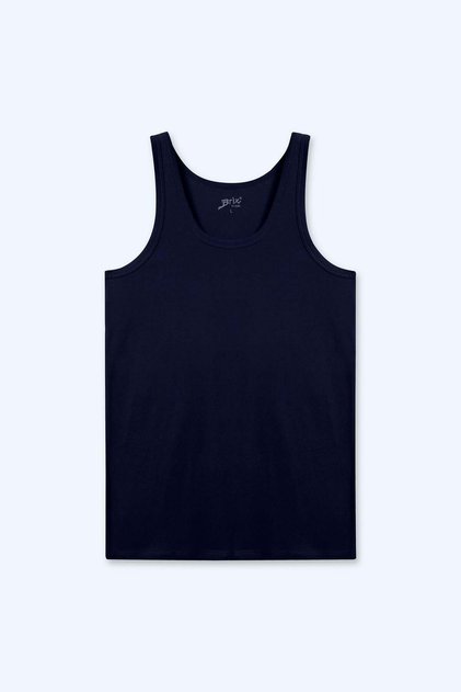 Men's Ribbed Undershirt 100% Cotton Navy Blue