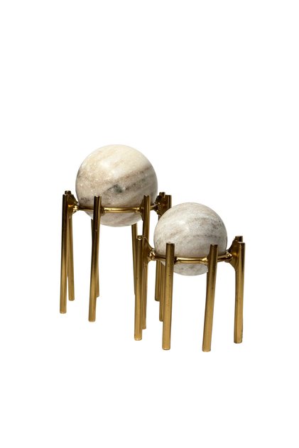 Gold Metal Ayaklı Mermer İkili Obje