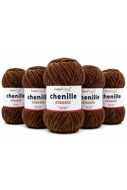 Chenille Velvet Yarn (Chenille Classic) Amigurumi Yarn - 5 Yumak - 583 Brown