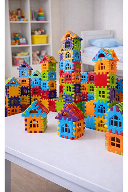 PLASTMARKET Puzzle City 3D Şehir Kurma Blokları - Eğitici Ev Yapı