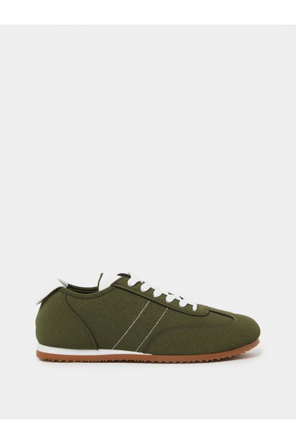 Green Suede Look Lace-Up Sneakers