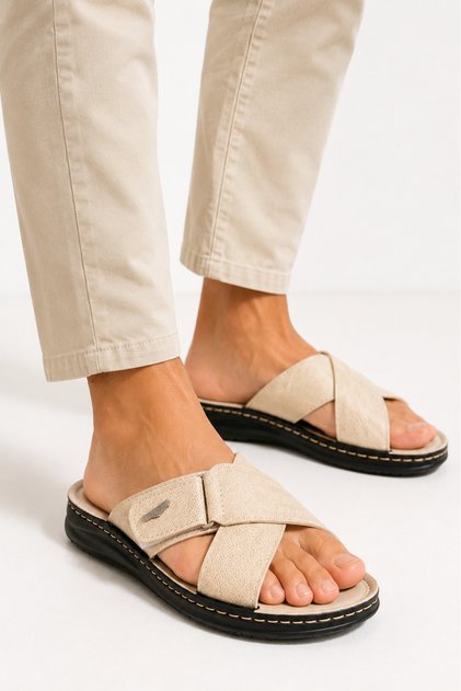 Polex 5053 Men's Cross Velcro Pool Garden Lightweight Daily Soft Flexible Slippers