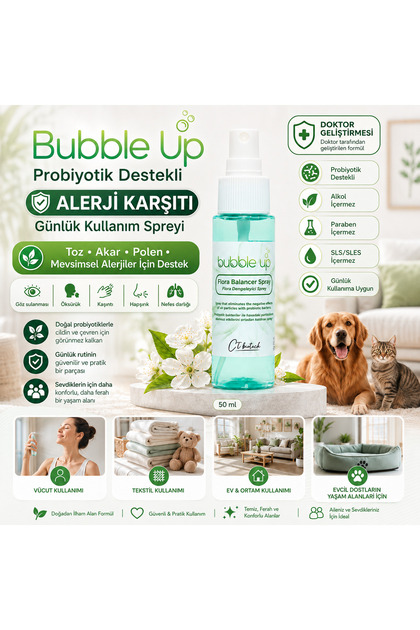 Bubble Up Toz Akar Polen ve Mevsimsel Alerji Karşıtı Ortam Spreyi 50 ml