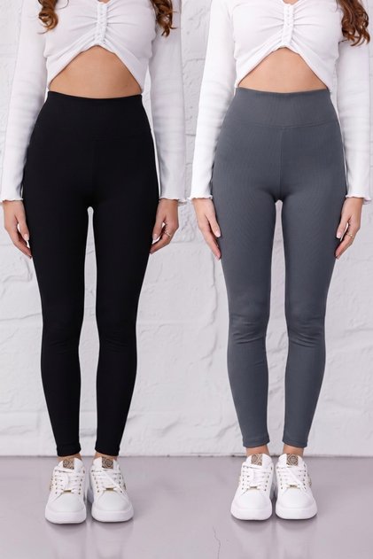 2-Pack Advantage Women's No-Show Extra Flexible High Waist Ribbed Leggings