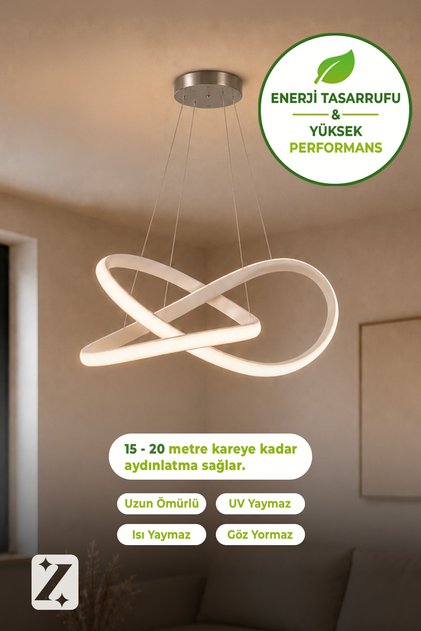 Light Kar Çiçeği LED Avize - Aydınlatma 3 Renk Yanar - Led Avize