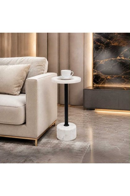 Elegant Design Marble Top Metal Leg Service Table