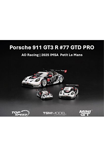 mini gt 1/64 Porsche 911 GT3 R AO Racing 2025 IMSA Petit Le Mans