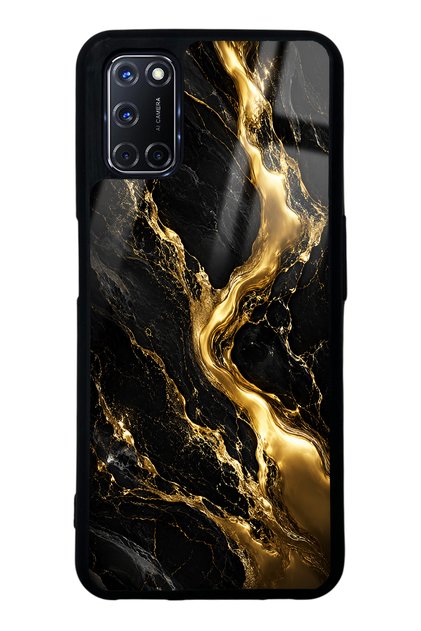 Oppo A52 Obsidian Gold Flow Design Glossy Phone Case