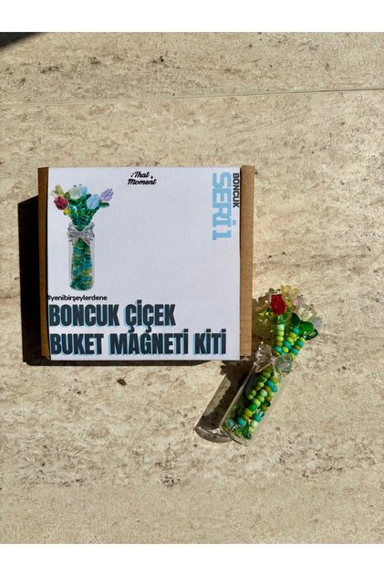 Boncuk Çiçek Buket Magnet Yapım Kiti, Tüm Malzemeleri Hazır Hobi Seti, Hobi Kiti, Yeni Başlayanlar İçin
