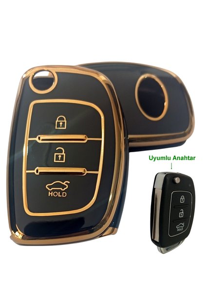 Hyundai Accent Blue I20 I30 Compatible Remote Key Protection Case Auto Keychain Black Gold