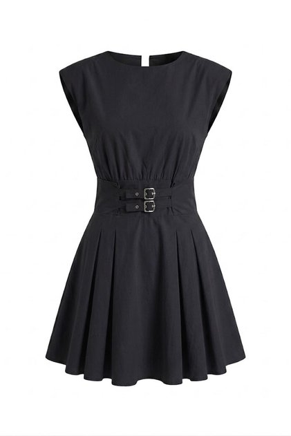 Self-Belted Mini Dress Black