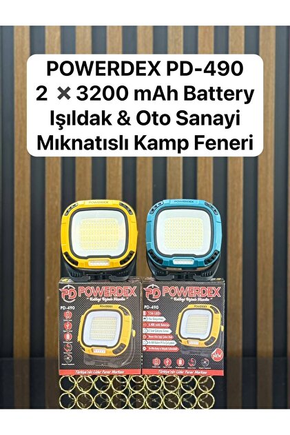 pd-490 2*3200 mah battery ışıldak&oto sanayi mıknatıslı kamp feneri