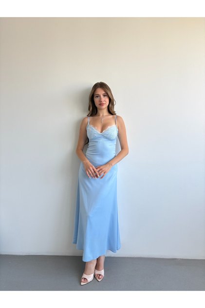 Saten Dantelli Elbise
