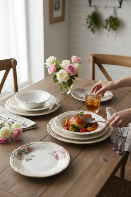 Porselen Rosey 24 Parça Yemek Takımı