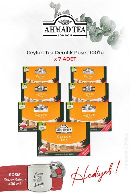 Ceylon Tea (100 Pieces X 7 Units) Teapot Bag and Raccoon Mug Gift