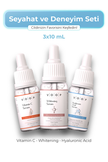 Travel and Experience Skin Care Serum Set 3X10 ml - Vitamin C + Whitening + Hyaluronic Acid