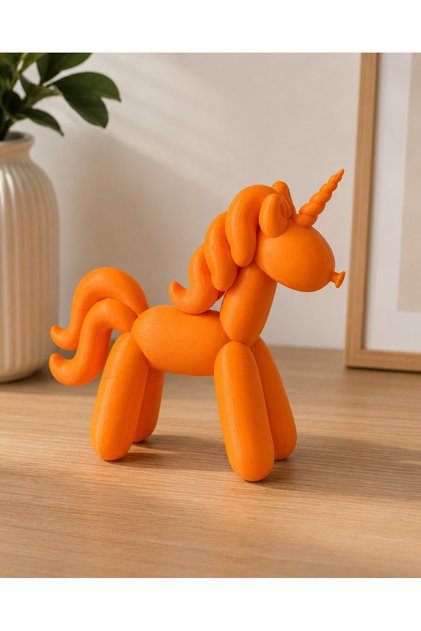Balon Köpek Unicorn Dekoratif Biblo – Modern Masa ve Raf Süsü, 3D Baskı Dekor
