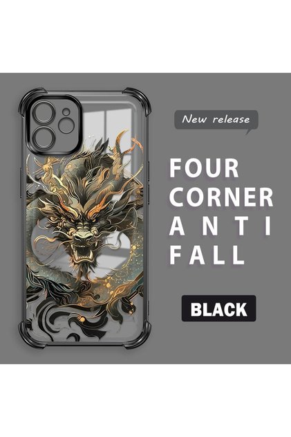 iPhone 12 Compatible Transparent Back Panel Four-Corner Reinforced Impact Protection Glossy Edge Silicone Case
