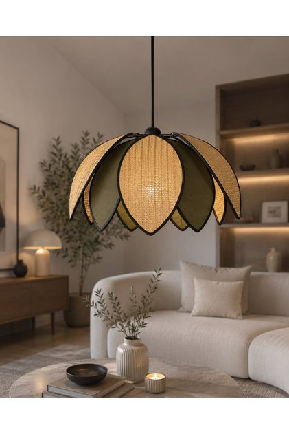 Modern Tasarım Çiçek Sarkıt Avize Rattan Boheme Salon Oturma Odası Mutfak Avizesi