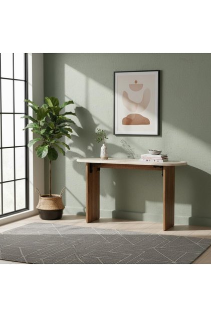 Modern oval wooden console table