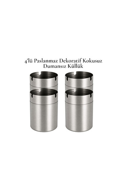 4-piece ashtray set, stainless steel decorative odorless smokeless ashtrays