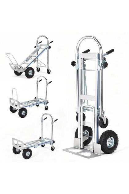 3-in-1 Heavy Duty Folding Dolly Cart with Wheels, 1000lbs Capacity Aluminum Hand Truck Convertible Hand Truck Dolly with Dual Wheels for Moving, Delivery, Warehouse & Home Use