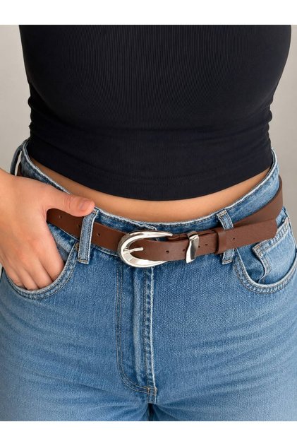 Silver Belt with Patterned Buckle, Jacket Belt, Pants Belt, Daily Belt