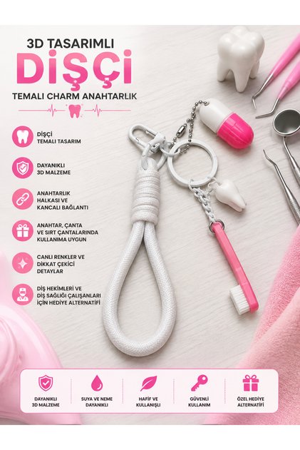3D Designed Dental Themed Charm Keychain