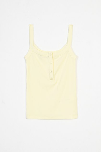 Button-Detail Terry Tank Top Yellow