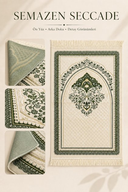 Semazen Seccade Lined Velvet Soft Textured Hajj Umrah Gift Prayer Mat
