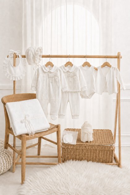 Lace Detailed 100% Cotton Newborn Baby Girl Boxed Hospital Discharge Set Gift 13791