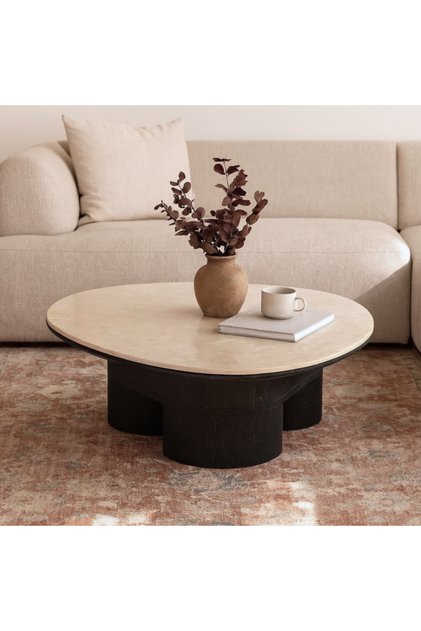 Cheeto Marble Coffee Table 100 Cm-Black and Beige