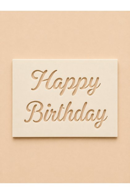 Happy Birthday Pasta Yazı Stencil Şablonu – Pasta Üstü Yazı Kalıbı – Dekor Stencil 2 numara