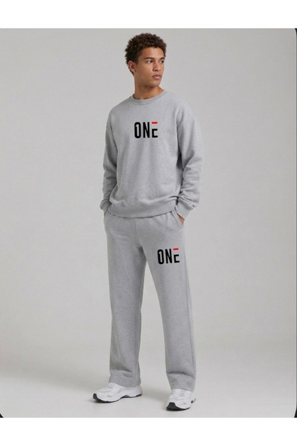 One Printed Men's Tube-Cut Crewneck Bottom/Top Sweat Suit