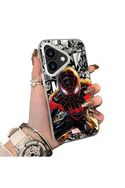 iPhone 16 Compatible Spiderman Patterned Silicone Edge Hard Back Case Couple Phone Case