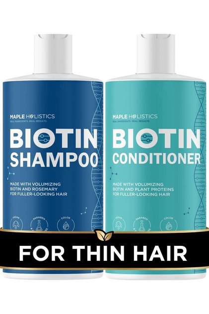 Intensive Biotin Shampoo and Conditioner Set - Moisturizing Shampoo for Thinning Hair and Hair Loss - Sulfate-Free Hair Growth Shampoo and Conditioner with Argan Oil and Jojoba Oil for Itchy Scalp