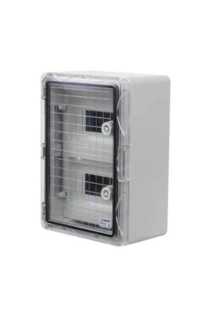 Cutie modulara IP65 din ABS gri, usa transparenta, 2 x 9 module, 250x350x150 mm PP3112