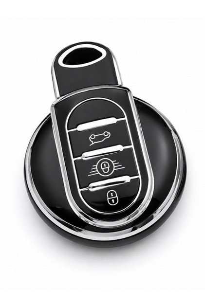 Mini Cooper F55 F56 F57 R56 R57 F60 Black‑Silver Key Case Cover – Stylish Silicone Protection