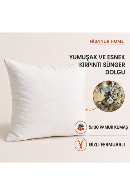 Soft Flexible Cropped Sponge-Filled 100% Cotton Inner Pillow with Hidden Zipper