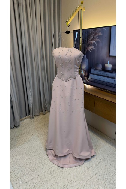 Embroidered Corset-Style Dress Suitable for Parties
