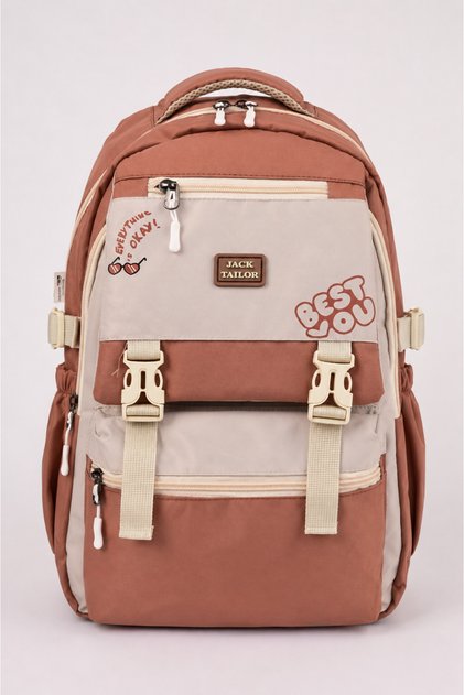 7370 Korean Style Multi-Compartment, Large Internal Volume, Water Bottle Pocket School and Daily Use Backpack