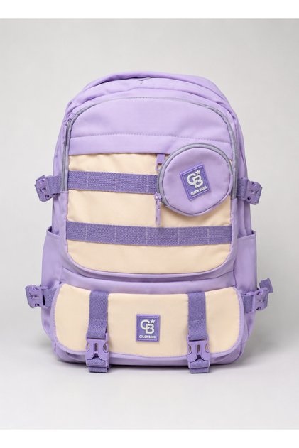 Girl's School Bag Multi-Compartment Backpack Black-Lilac-Pink