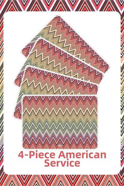 American Service Set of 4 Colorful American Service Placemats with Zigzag Pattern 42X28 cm