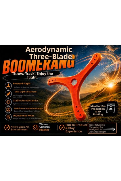 Professional Aerodynamic Boomerang Toy - 3-Wing Outdoor, Beach, and Sports Activity