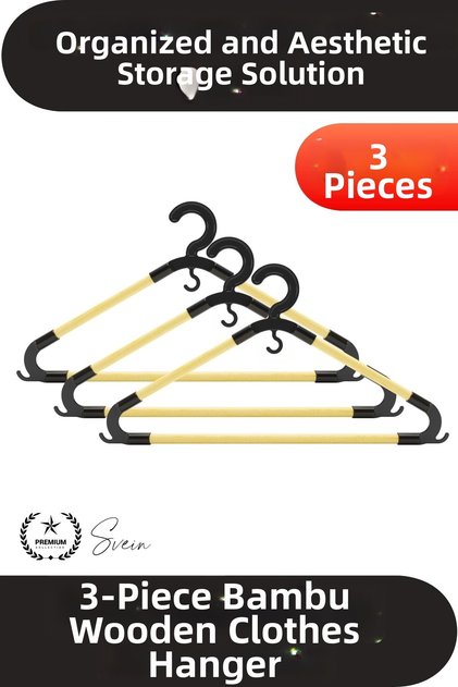 # Hanger 3-Piece Bamboo Wood Clothes Hanger Adult Natural Wood Non-Slip Durable Clothing Hanger Shirt Coat Pants Dress Closet Organizer Hanger Set