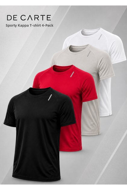4-Pack Sporty Athletic Breathable Reflective Detailed Sport Kappa T-Shirts
