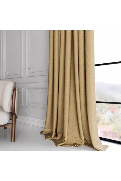 Linen Fonluk Curtains (Suitable for Rustic Style and Cornices) Flat Installation Single Panel