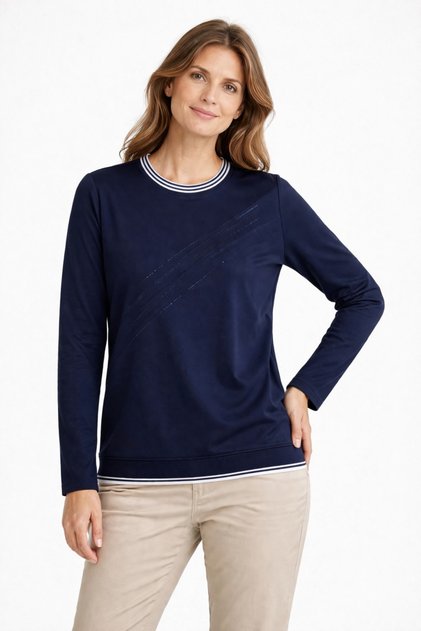 Women's Patterned Combed Cotton Blouse for Middle Ages and Above 30577